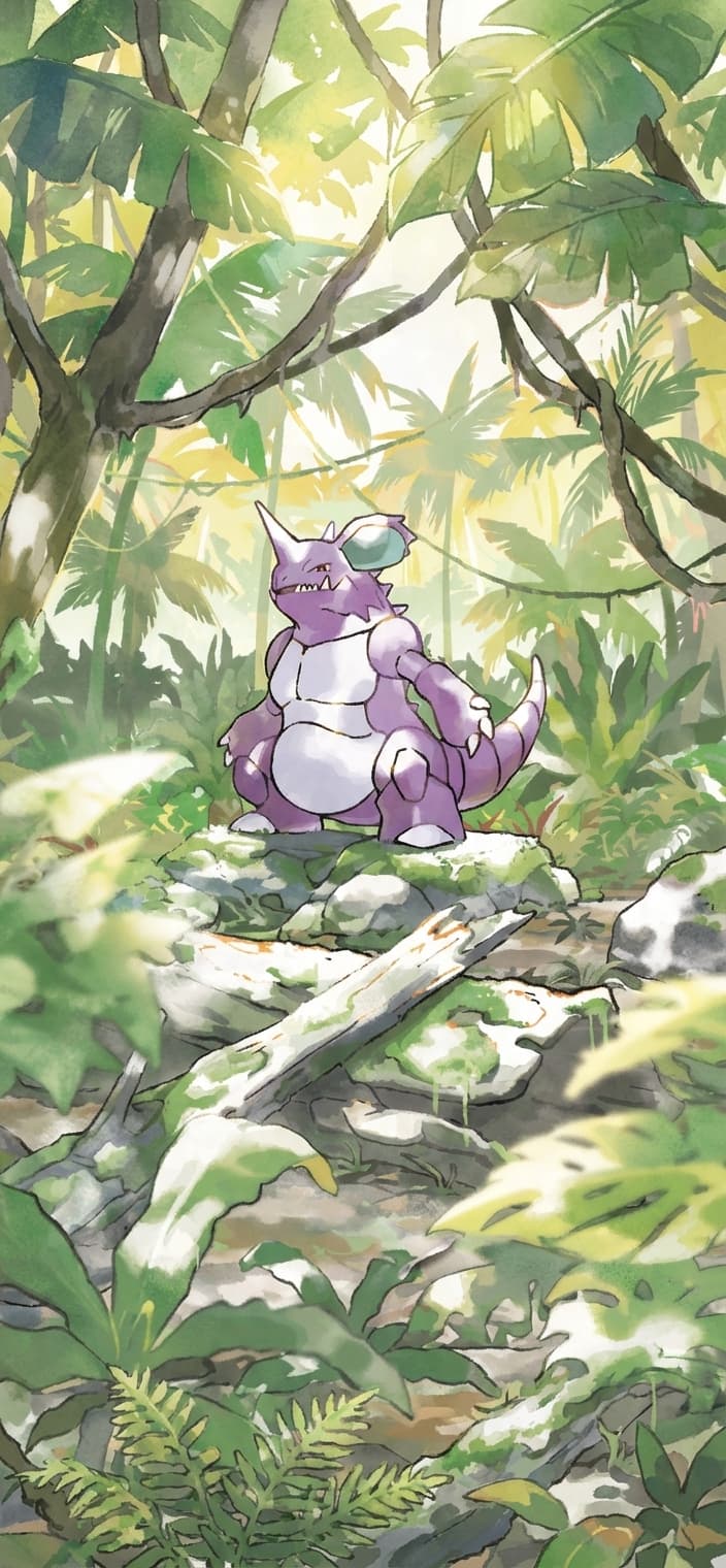 Nidoking 174/165 phone wallpaper - 151 Pokemon card art