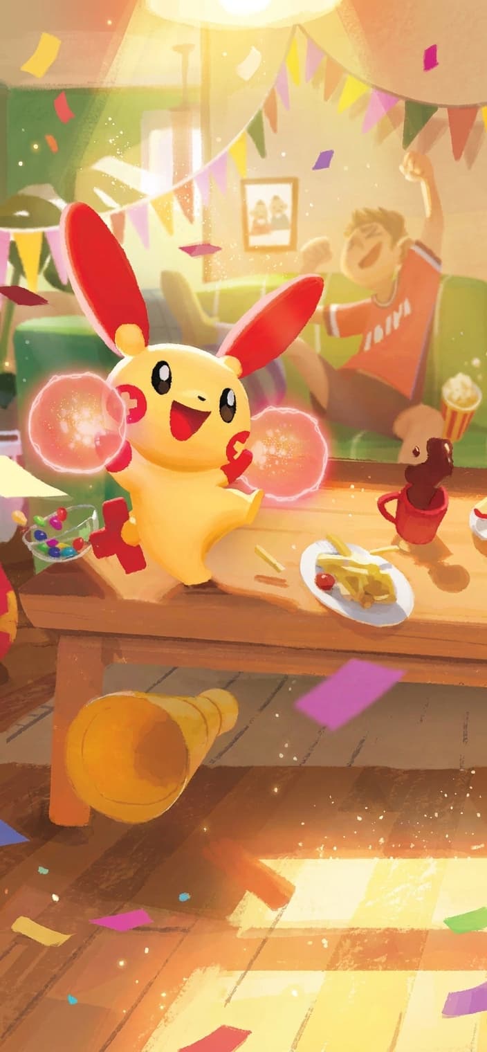 Plusle phone wallpaper - Paradox Rift Pokemon card art