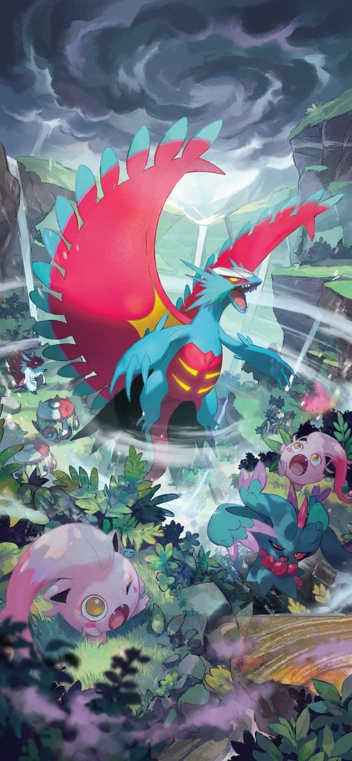 Roaring Moon ex 251/182 phone wallpaper - Paradox Rift Pokemon card art