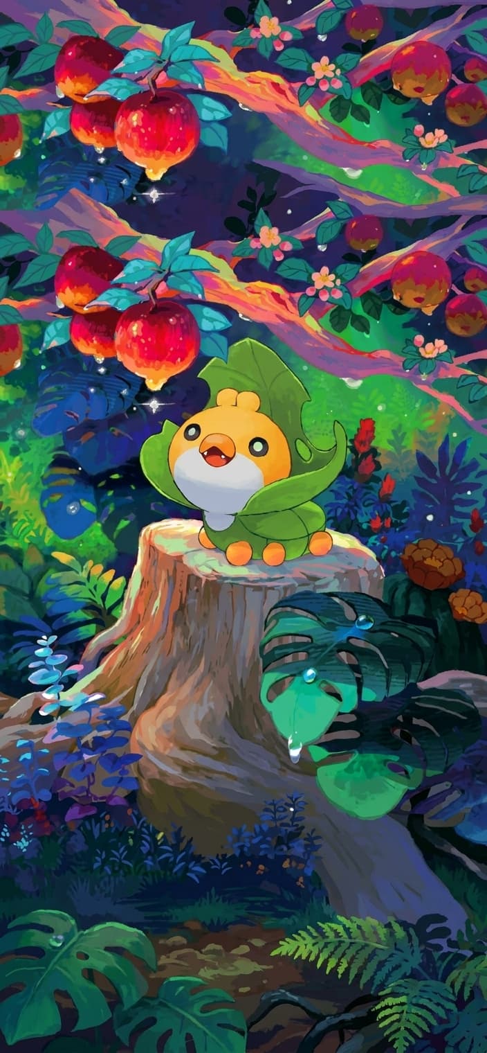 Sewaddle phone wallpaper - White Flare Pokemon card art