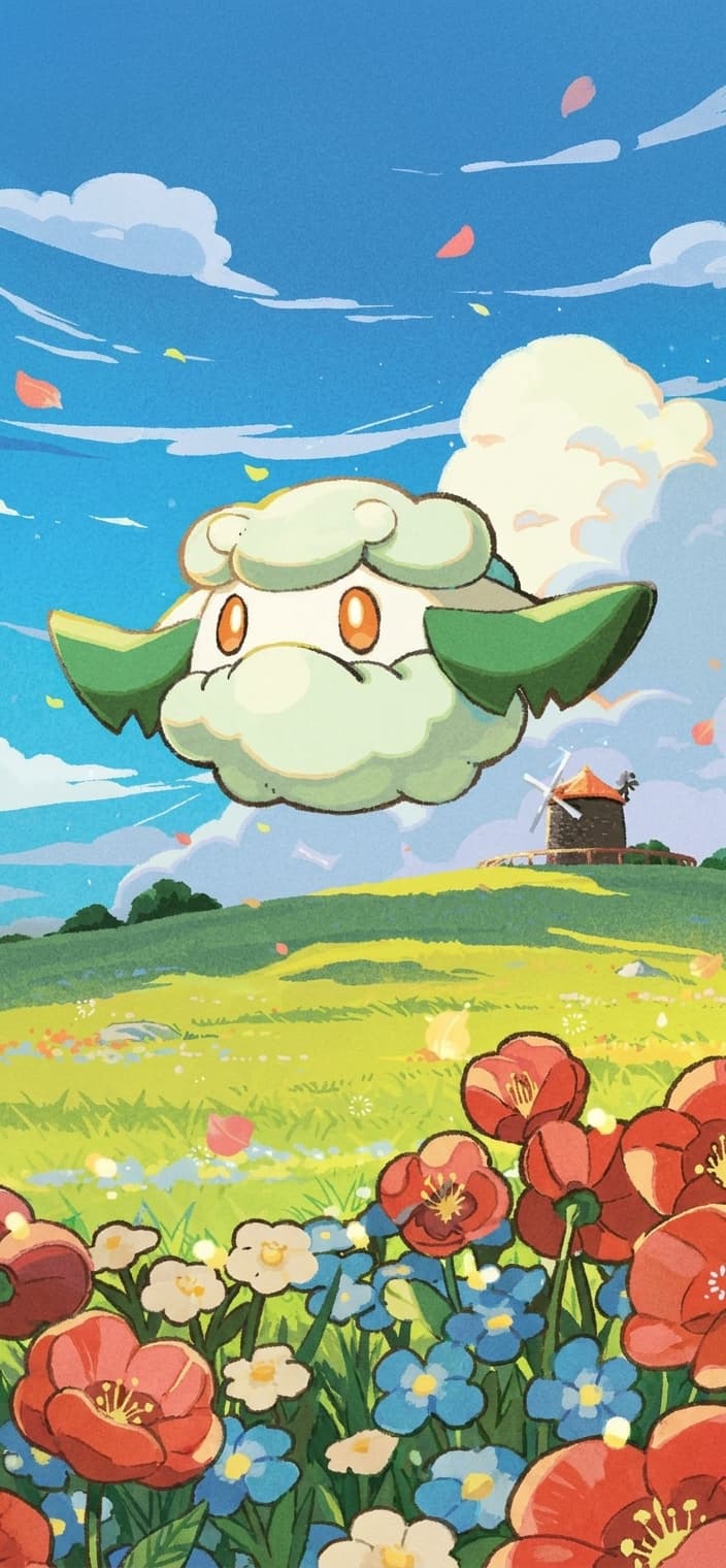 Cottonee phone wallpaper - White Flare Pokemon card art