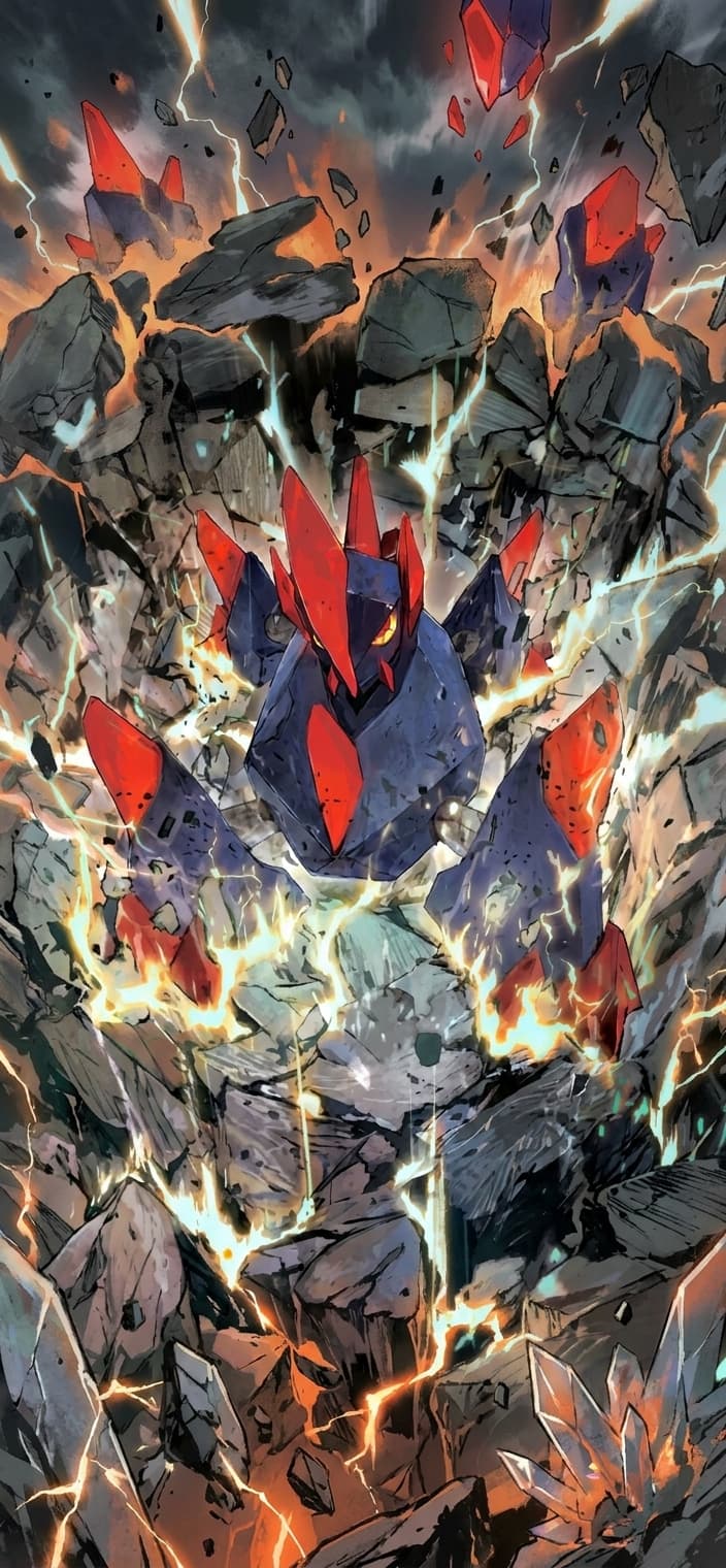 Gigalith phone wallpaper - White Flare Pokemon card art