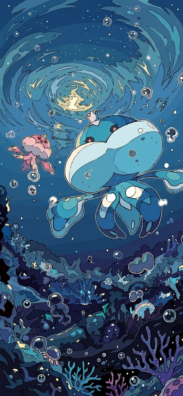 Jellicent ex phone wallpaper - White Flare Pokemon card art