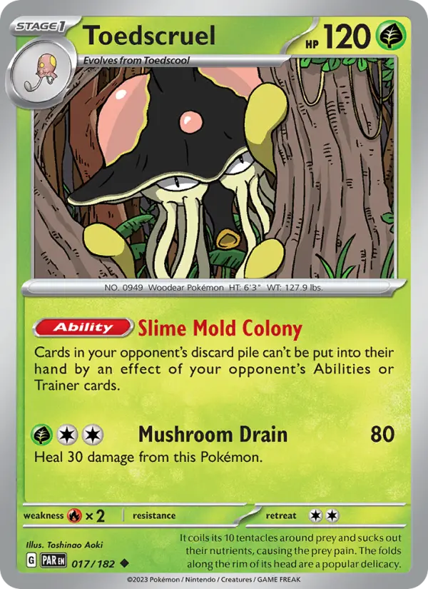 Toedscruel Pokemon card #017/182 from Paradox Rift