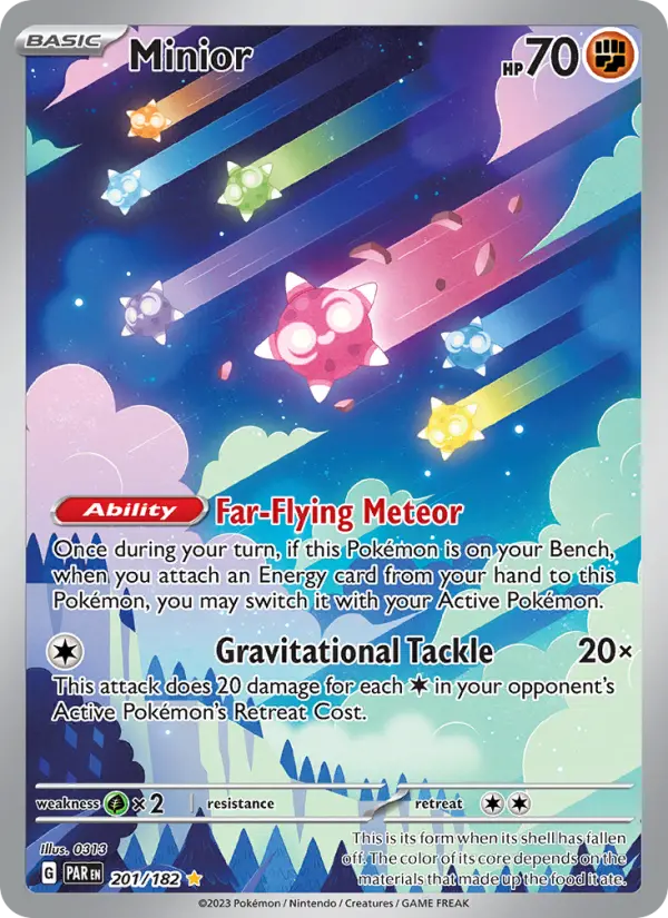 Minior Pokemon card #201/182 from Paradox Rift