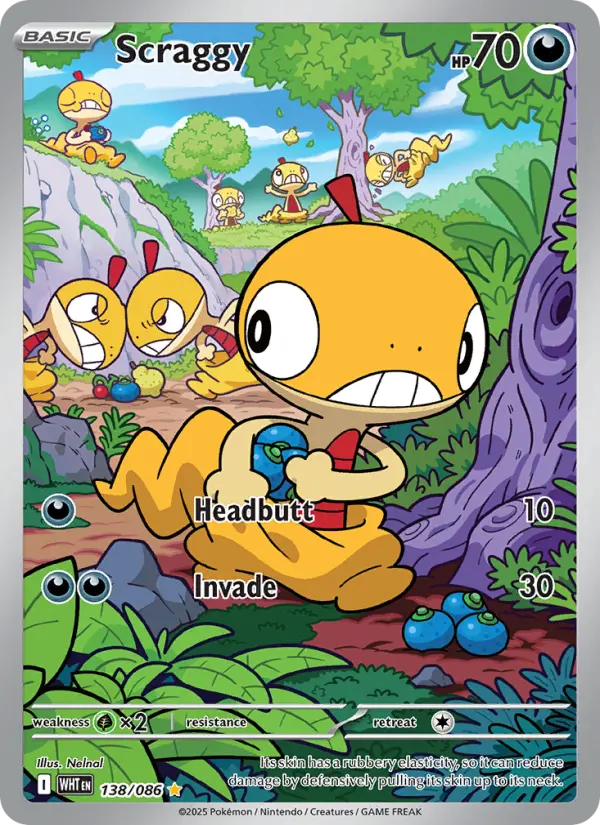Scraggy Pokemon card #138/86 from White Flare