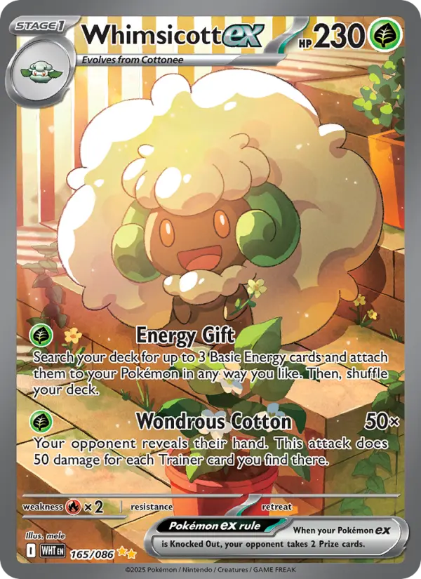 Whimsicott ex Pokemon card #165/86 from White Flare
