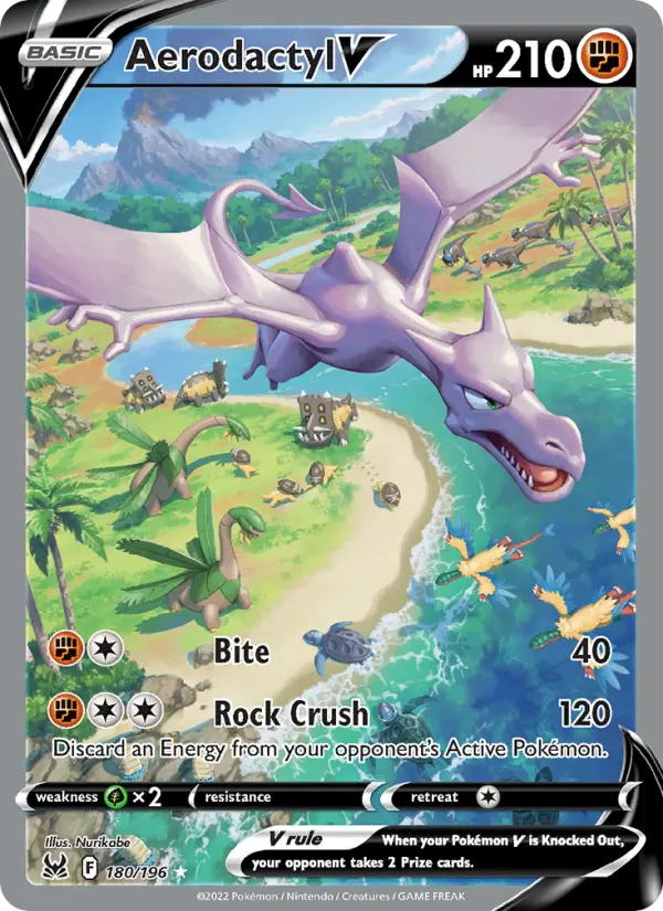 Aerodactyl V Pokemon card #180/196 from Lost Origin